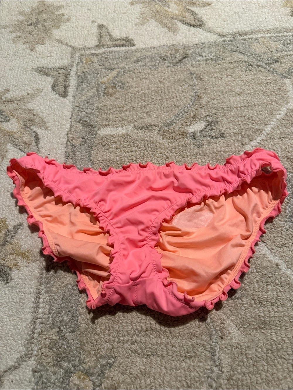 Victoria's Secret Pink and Peach Ruffle Bikini Bottoms